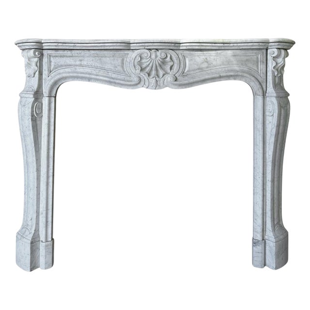 Vintage French Louis XV Marble Fireplace Mantel, 1980 For Sale