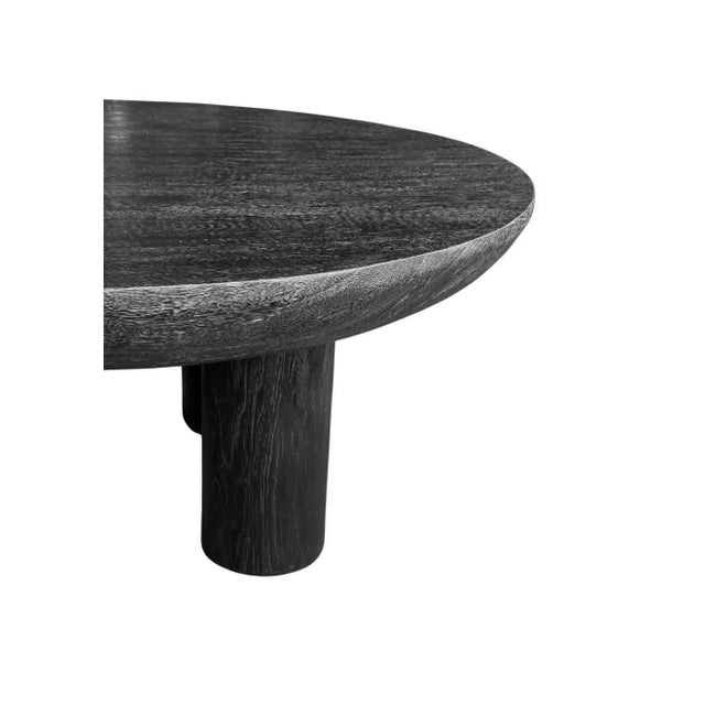 Sculptural Round Table: Solid Mango Wood, Burnt Finish, Modern Organic For Sale - Image 6 of 7