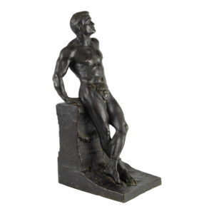 Early 20th Century Patinated Bronze Sculpture of Male Athlete by Donato Barcaglia, Italy