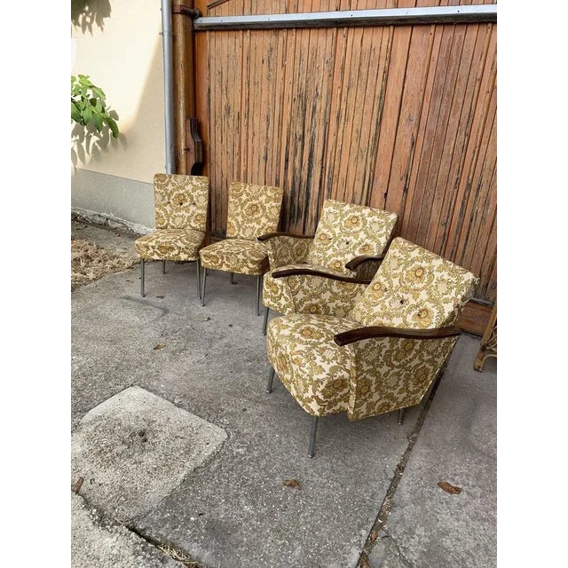 Bauhaus Style Steel and Wood Club Chairs, 1940s, Set of 4 For Sale - Image 4 of 7