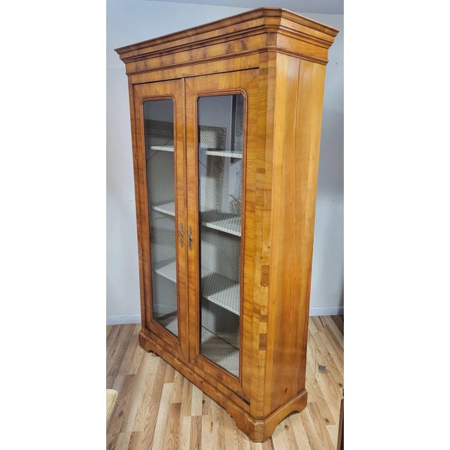 German 19th C Fruitwood Armoire Curio Cabinet Display Vitrine For Sale - Image 4 of 13