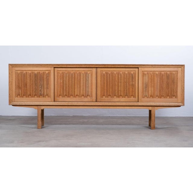 Brown Vintage Danish Oak Sideboard by Henning Kjærnulf, 1960s For Sale - Image 8 of 13