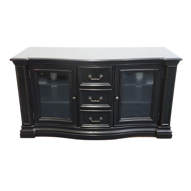 Contemporary Hooker Furniture Black Painted Contemporary Modern 61" Media Console Cabinet 429-55-480 For Sale - Image 3 of 14