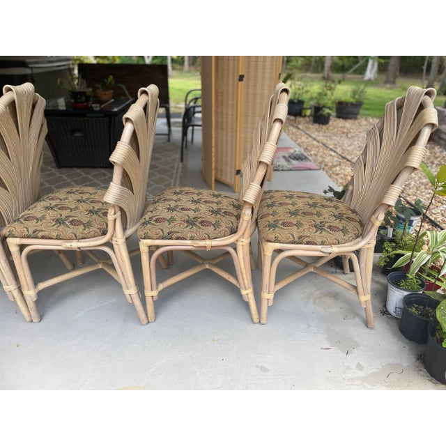 1970s Set of 6 Vintage Tropical Wicker With Pencil Reed Island Style Dining Chairs For Sale In Naples, FL - Image 6 of 11