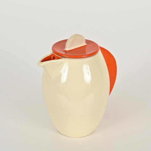 Ivory Orange & Ivory Coffee Carafe by Rometti Umbertide, Italy, 1940s For Sale - Image 8 of 16