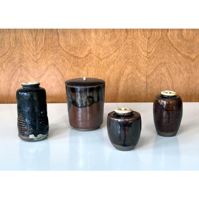 Rare Antique Japanese Ceramic Takatori Ware Hoso Mizusashi For Sale - Image 4 of 13