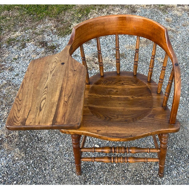 Rare Vintage Writing Arm Barrel Back Firehouse Windsor For Sale - Image 9 of 11