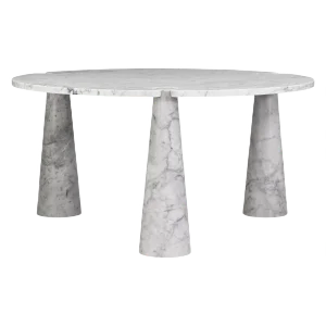 Eros Round Dining Table in Carrara Marble by Angelo Mangiarotti for Skipper, Italy, 1970s