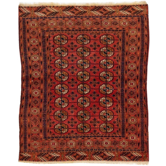 1960s Vintage Persian Turkman Brown Handmade All-Over Medallion Wool Rug For Sale - Image 10 of 12