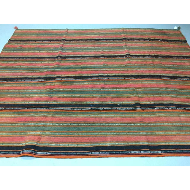 Textile Large Vintage Turkish Shabby Wool Kilim Rug 240x193 cm For Sale - Image 7 of 9