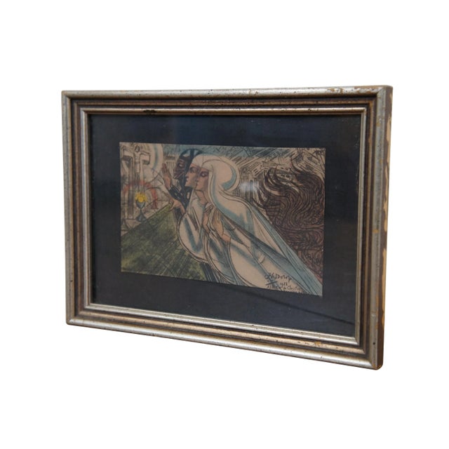 Art Nouveau Antique Jan Toorop Alleen De Christus Kan Alles Redden Lithograph Postcard Print For Sale - Image 3 of 10