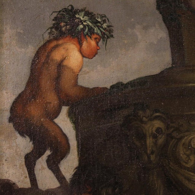 Great 17th Century Mythological Painting, Bacchanal, 1650, Oil on Canvas For Sale - Image 9 of 15
