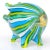 Mid 20th Century Vintage Murano Fratelli Toso Blue Green White Yellow Stripes Gold Flecks Italian Art Glass Pig Figurine Sculpture For Sale - Image 5 of 10