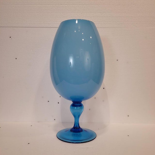 Vintage Italian Opal Blue Crystal Vase, 1970s For Sale - Image 6 of 18