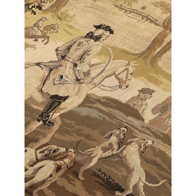Large Vintage French Hunting with Hounds Jacquard Tapestry in the style of Aubusson, 1970s For Sale - Image 16 of 18