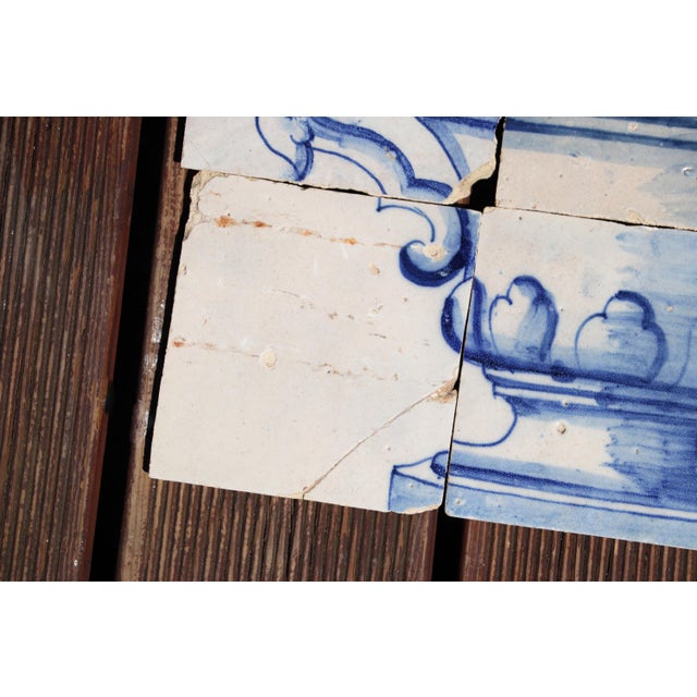 Tile Mural Panel Depicting a Baroque Jardinière With Flowers, Portuguese, 18th Century For Sale - Image 9 of 13