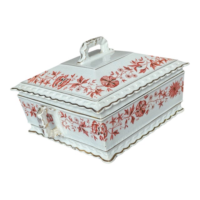 19th C. English Gilt Floral Covered Dish For Sale