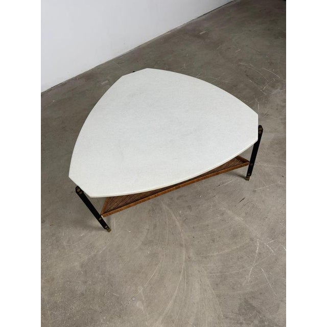Vintage Italian Coffee Table in Granite and Rattan, 1960s For Sale - Image 9 of 14