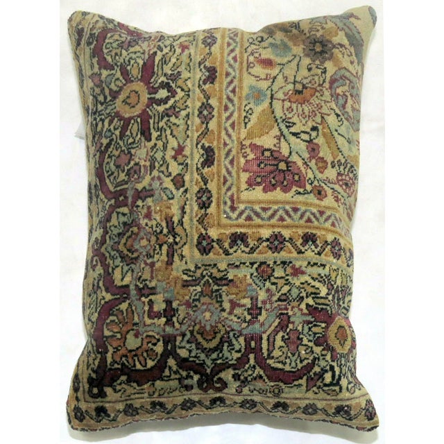 English Antique Kirman Rug Pillow For Sale - Image 3 of 3