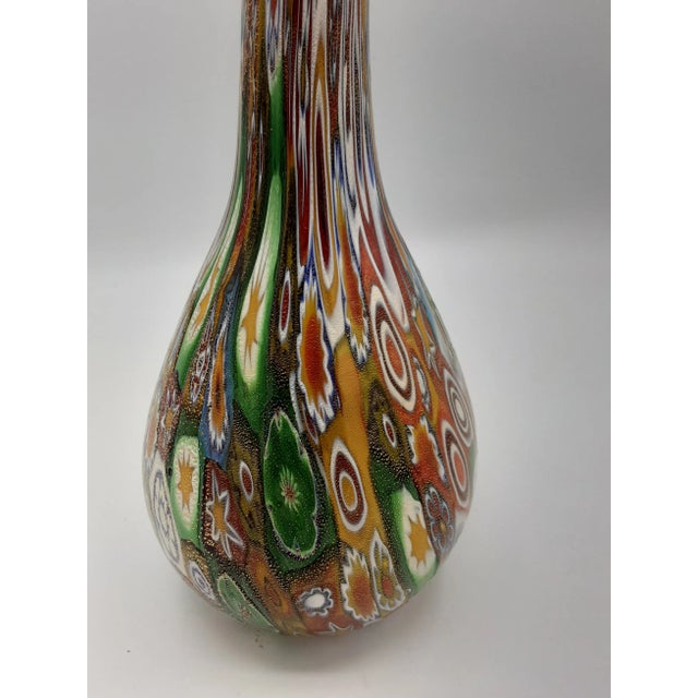 Red Vintage Murano Style Millefiori Glass Bud Vase For Sale - Image 8 of 9
