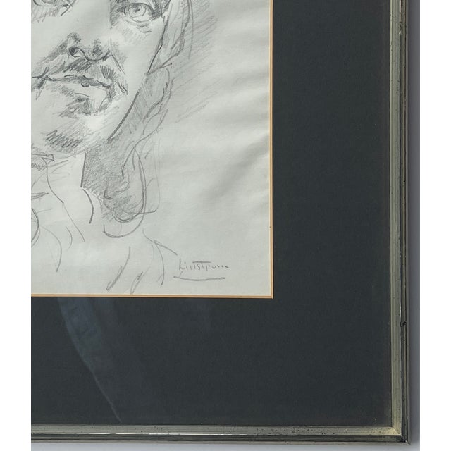 1970s 1970s Original Portrait Pencil Sketch by Michael William Linstrom - Framed For Sale - Image 5 of 9