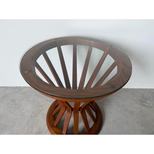 1970s Mid-Century Modern Edward Wormley for Dunbar “Sheaf of Wheat” Glass Top Side Table For Sale - Image 5 of 12