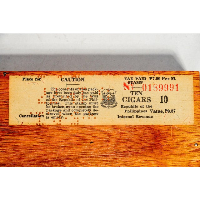 Vintage Republic of the Philippines Empty Wood Cigar Box Dovetail Keepsake Box For Sale - Image 12 of 12