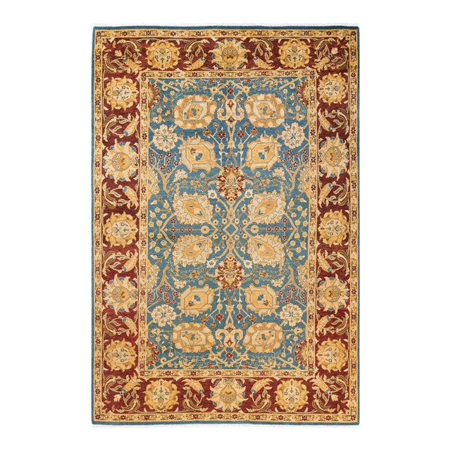 Vintage Traditional Hand Knotted Wool Area Rug, Blue - 6'1" X 9'1" For Sale - Image 9 of 9