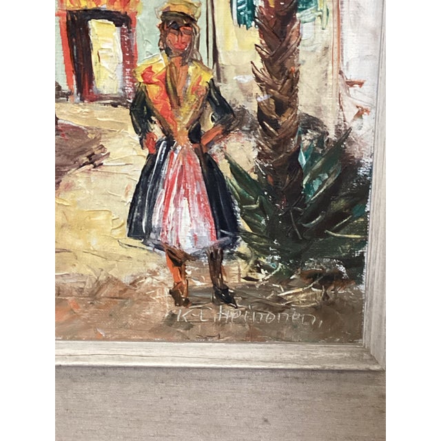 Mid 20th Century Painting of Tropical Town For Sale - Image 9 of 9
