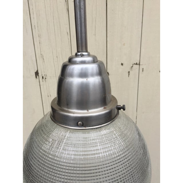 Holophane Holophane Waffle Pattern Ball Shade and Nickel Fixture For Sale - Image 4 of 6