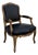 Vintage Louis XV French Carved Wood Fauteuil Armchair With Black Upholstery For Sale