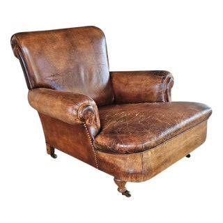 English Sheep Leather Club Chair For Sale