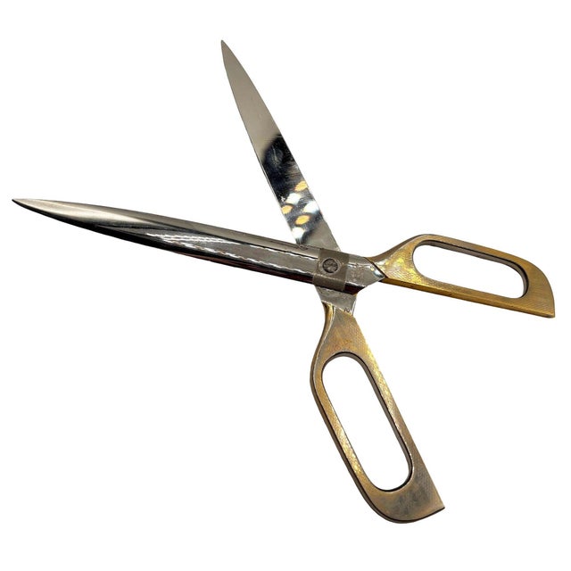 Metal 1930s Art Deco Brass Handle German Scissors in Leather Case by Arthur Salm For Sale - Image 7 of 11