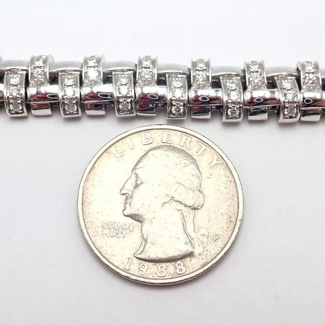 Tiffany & Co. Vannerie 18k White Gold Basket Weave Diamond Necklace For Sale - Image 9 of 12