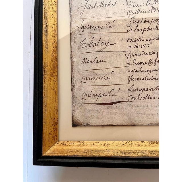 Antique 1700s Framed French Chateau Property Transaction Documents - A Pair For Sale - Image 12 of 18