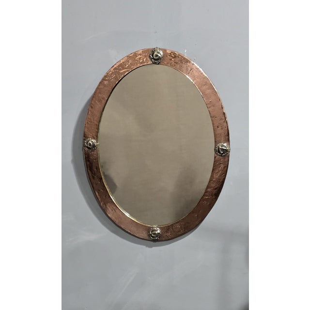 Arts and Crafts Oval Copper Mirror, 1910s For Sale - Image 3 of 8