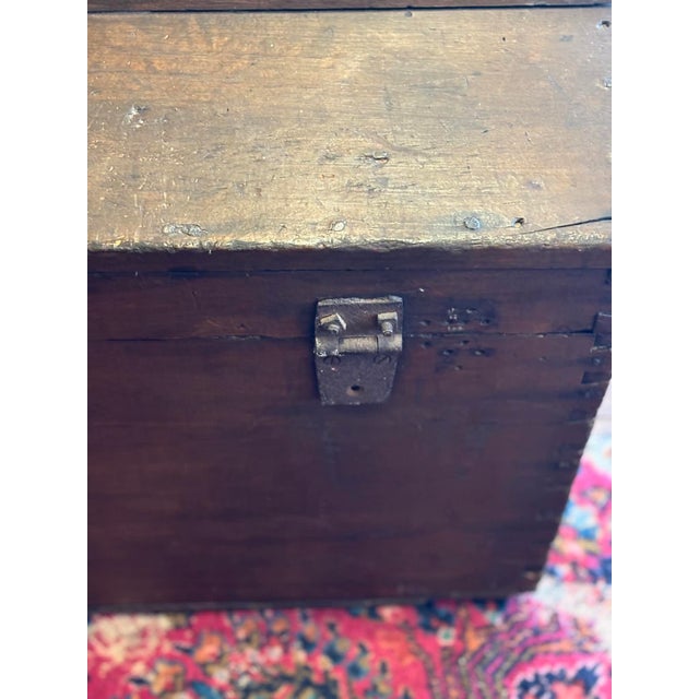 Brown 1900-1909 Primitive Wood Trunk For Sale - Image 8 of 12