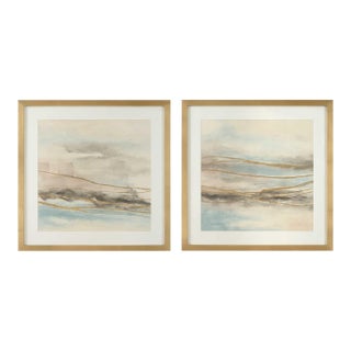 So Golden Abstract Landscape Prints Set/2 For Sale