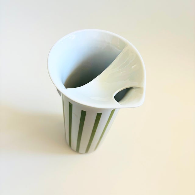 Mid 20th Century MCM LaGardo Tackett Green Striped Porcelain Pitcher - Schmid International Porcelain For Sale - Image 5 of 13
