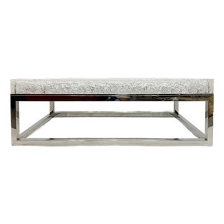 Bernhardt Artic Frame Solid Acrylic Ice Pattern Coffee Table on Stainless Steel For Sale