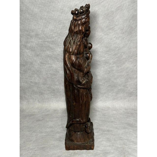 Wooden Madonna and Child Sculpture, 1950s For Sale - Image 9 of 13