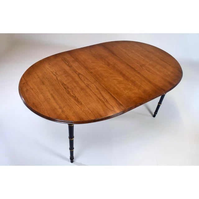 Black Baker Furniture Faux Bamboo Extendable Dining Table Black Lacquer With Gold Accents For Sale - Image 8 of 14