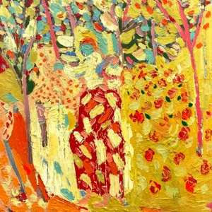 "Picking Roses" Contemporary Abstract Expressionist Oil Painting by Paul Wadsworth