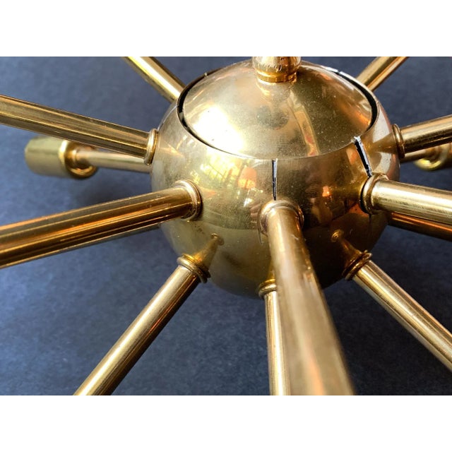 Metal Midcentury Brass Sputnik Chandelier For Sale - Image 7 of 13