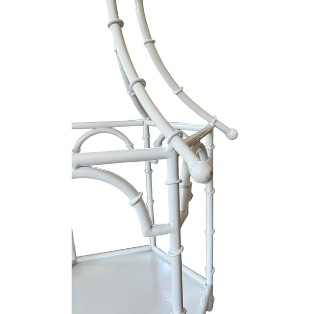 Large White Faux Bamboo Tole Metal Chinoiserie Pagoda Lantern & Centerpiece, 20" For Sale In Jacksonville, FL - Image 6 of 10
