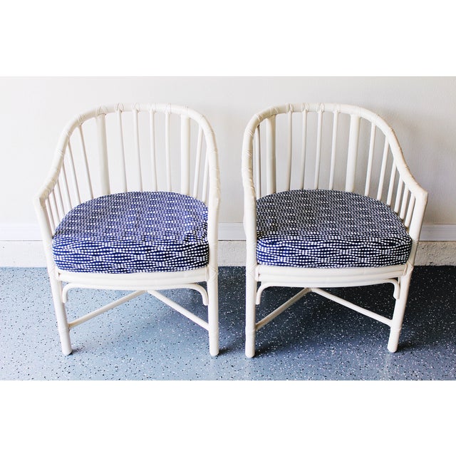 Vintage McGuire White Rattan Chairs Pair Chairish
