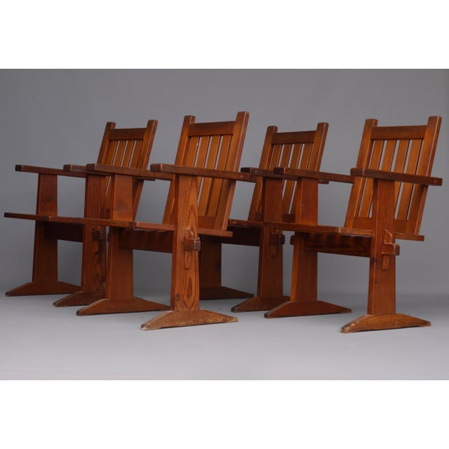 Oregon Pine Armchairs, 1930s, Set of 4 For Sale - Image 18 of 18