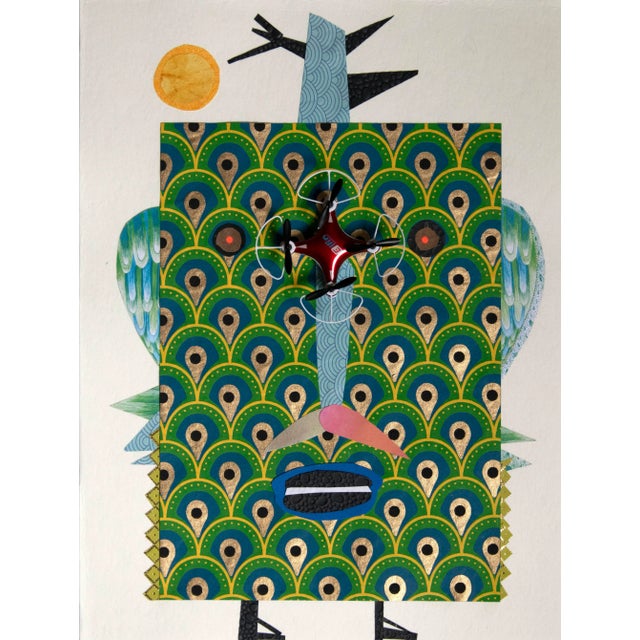 Fallen angel, 2019 collage on paper 30 h x 40 w x 5.5 d cm wood frame with glass the artist’s collages describe a series...