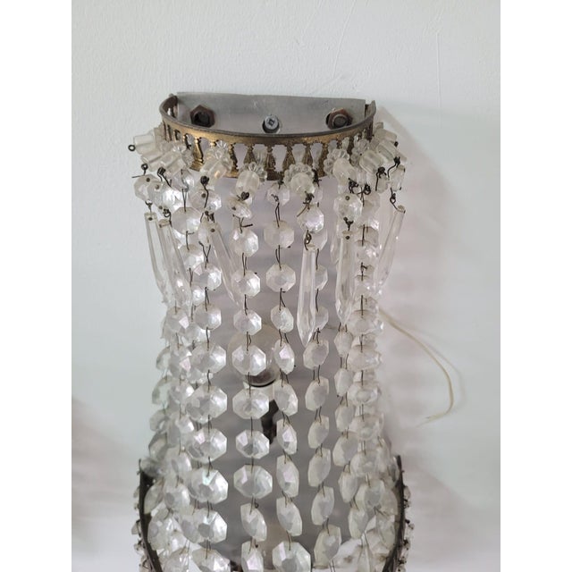 Brass Wall Lights with Louis XVI Glass Decorations, Set of 2 For Sale - Image 6 of 10