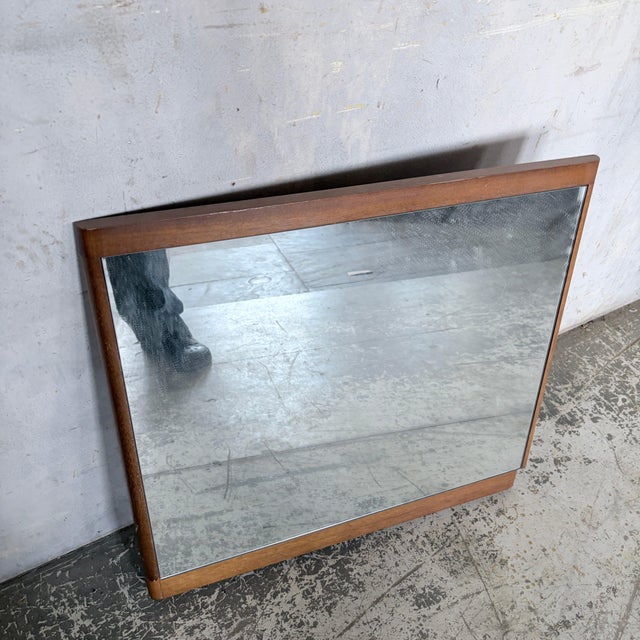 Wood Mid-Century Modern Danish Style Teak Square Mirror, 1960s For Sale - Image 7 of 10